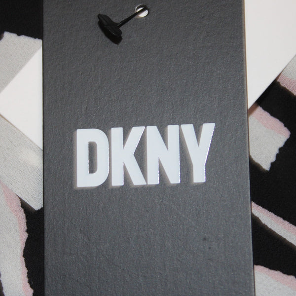 DKNY Top NEW $69 Sz 3X Black White Pink Collared Flutter Sleeve 100% Poly Top