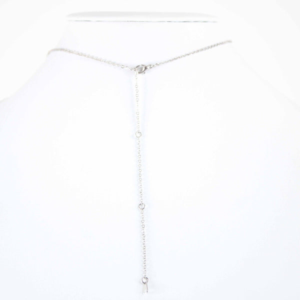 SAMANTHA NEW Silvertone Rhinestone Accent 14.5" w 4.5" Multi Ring Ext Necklace