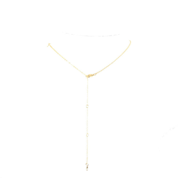 MONICA NEW Name Goldtone Rhinestone Accent 14.5" w 4.5" Multi Ring Ext Necklace
