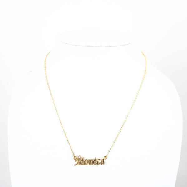 MONICA NEW Name Goldtone Rhinestone Accent 14.5" w 4.5" Multi Ring Ext Necklace