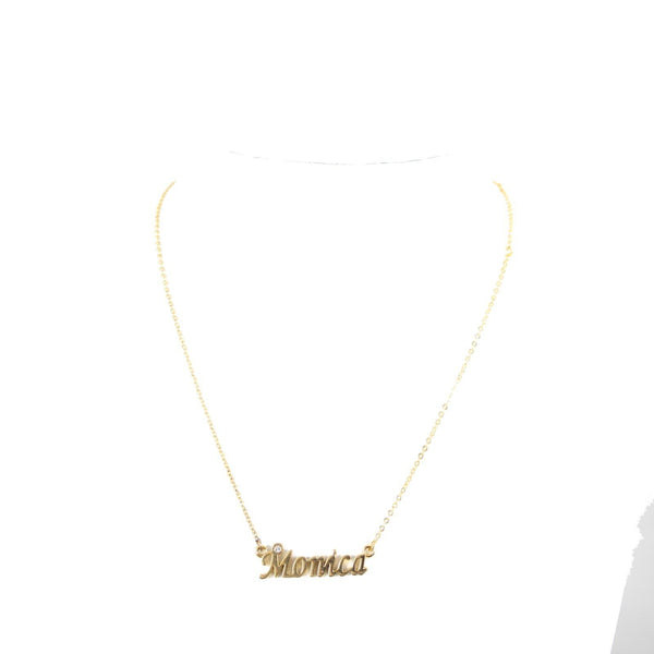 MONICA NEW Name Goldtone Rhinestone Accent 14.5" w 4.5" Multi Ring Ext Necklace