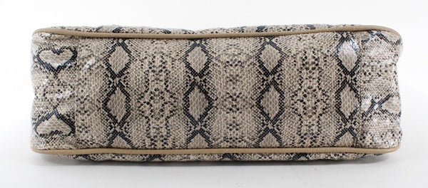 Dana Buchman 12 x 7 Tan Multi Faux Reptile Zip Top Flap Over Pocket Purse