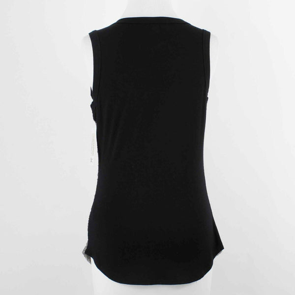 Karen Kane NEW $62 Sz M Silver Sequin Front Black Knit Rayon Blend Back Top