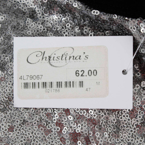 Karen Kane NEW $62 Sz M Silver Sequin Front Black Knit Rayon Blend Back Top