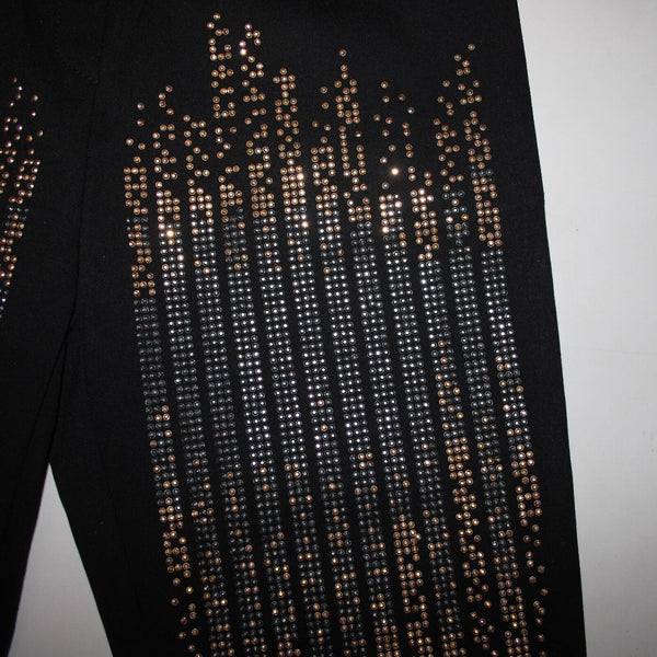 Carmin Sz S x 26 Black Gold Silver Studs Elastic Waist Cotton Polyester Pant