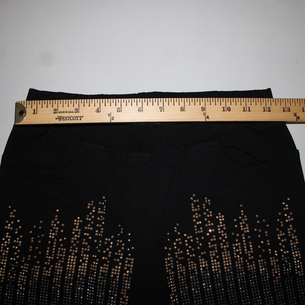 Carmin Sz S x 26 Black Gold Silver Studs Elastic Waist Cotton Polyester Pant