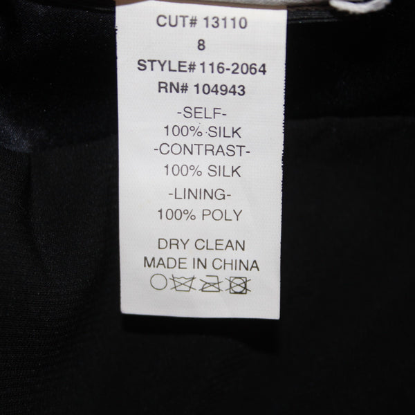 Veronique Young Skirt Sz 8 Black Lined Satin Mesh Ruffles 100% Silk Poly Skirt