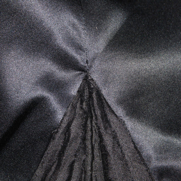 Veronique Young Skirt Sz 8 Black Lined Satin Mesh Ruffles 100% Silk Poly Skirt