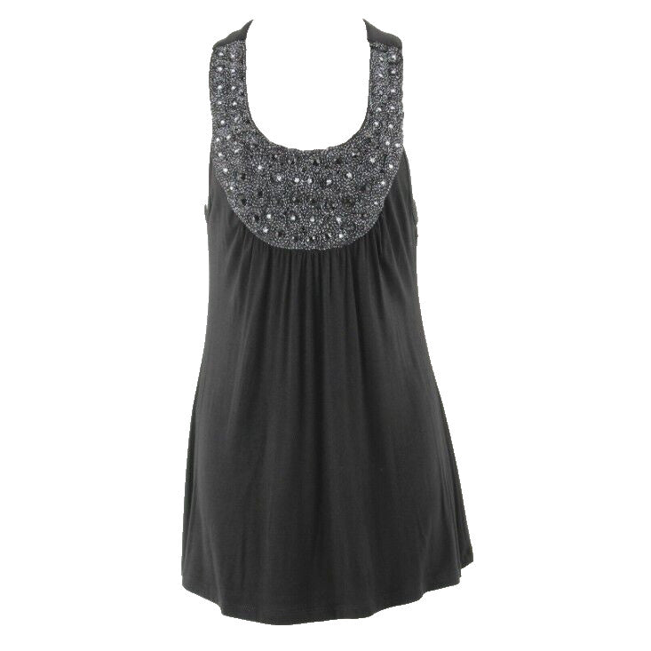 Dating Sz S Black Silver Metallic Rhinestones Rayon Spandex Top