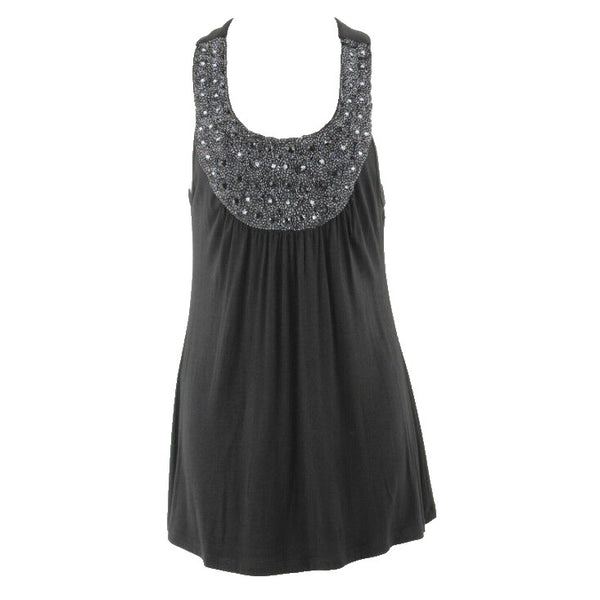 Dating Sz S Black Silver Metallic Rhinestones Rayon Spandex Top