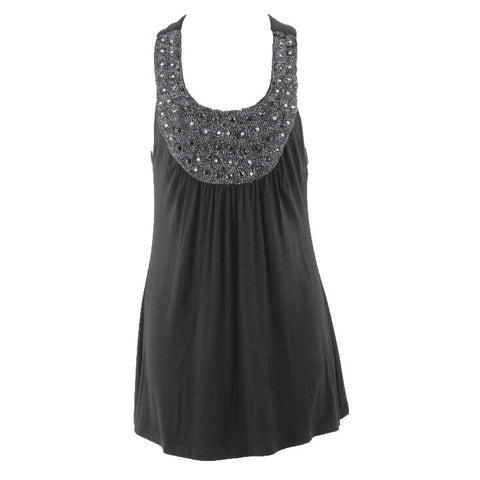 Dating Sz S Black Silver Metallic Rhinestones Rayon Spandex Top