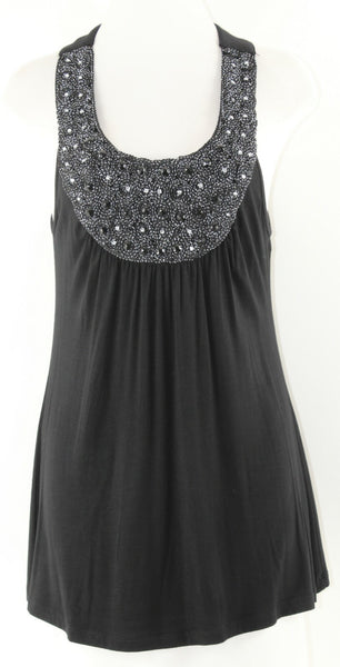 Dating Sz S Black Silver Metallic Rhinestones Rayon Spandex Top