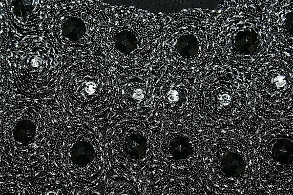 Dating Sz S Black Silver Metallic Rhinestones Rayon Spandex Top