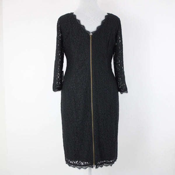 Adrianna Papell NEW Sz 22W Black Lace Lined Viscose Nylon Knee Length Dress