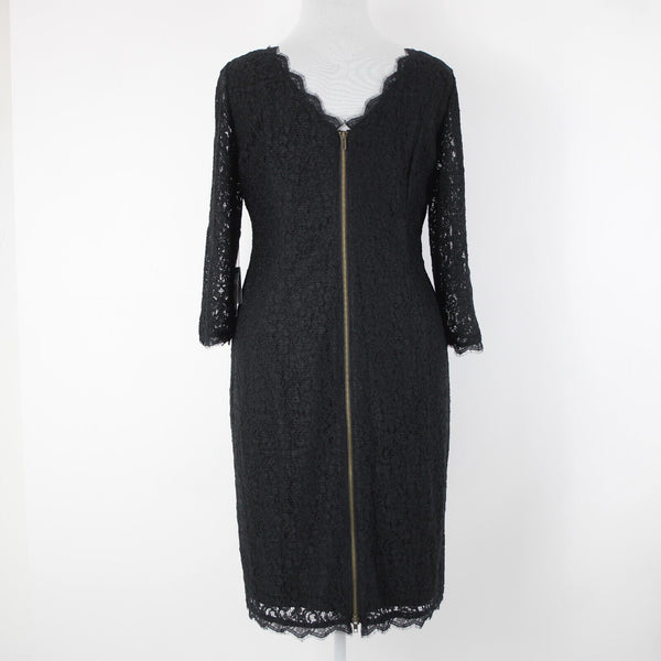 Adrianna Papell NEW Sz 22W Black Lace Lined Viscose Nylon Knee Length Dress