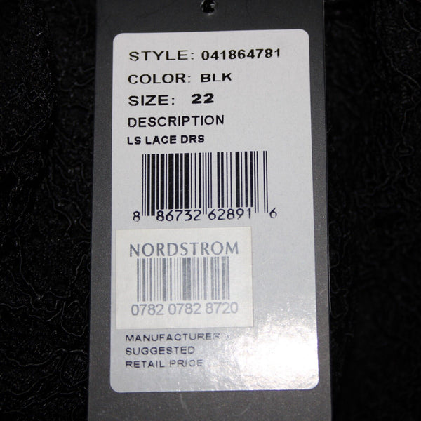 Adrianna Papell NEW Sz 22W Black Lace Lined Viscose Nylon Knee Length Dress
