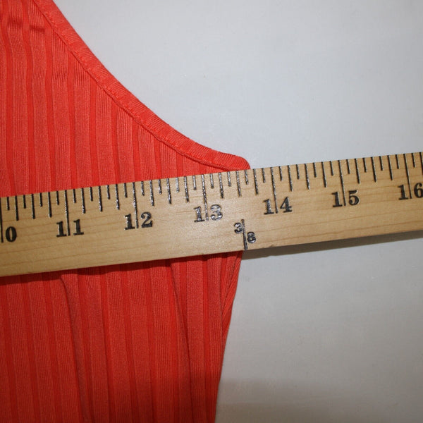 Bebe Sz SP Coral Orange Gold Studs Polyester Spandex Bodycon Dress
