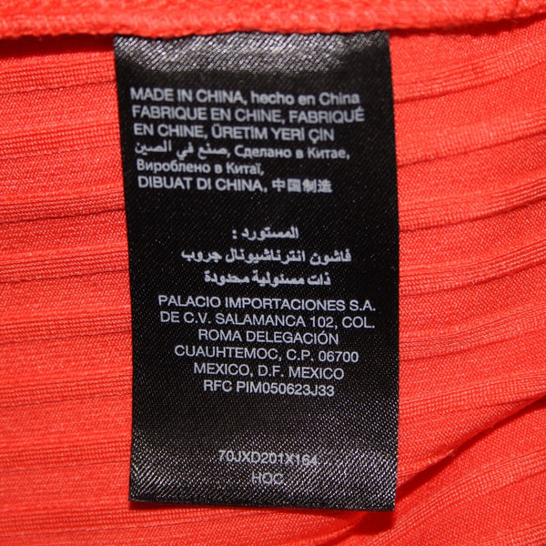 Bebe Sz SP Coral Orange Gold Studs Polyester Spandex Bodycon Dress