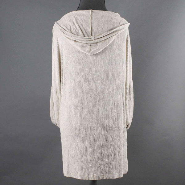 LNA Sz S Tan Heathered Hooded Laced Pullover Pocket Rayon Blend Knit Top
