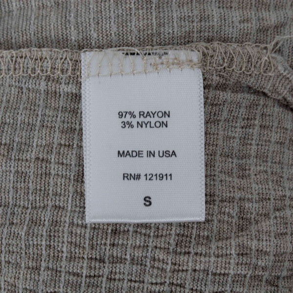 LNA Sz S Tan Heathered Hooded Laced Pullover Pocket Rayon Blend Knit Top