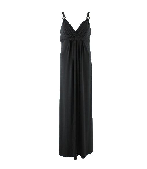 Karen Kane Sz M Black Braid Strap Empire Long Polyester Spandex Maxi Long Dress