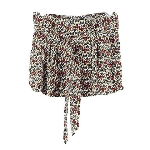 Jessica Simpson M x 2.25 Tan Red Black Multi Self Belt 100% Rayon Shorts