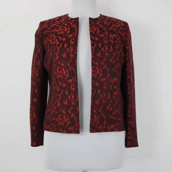 Kasper Petite Sz 14P Burgundy Orange Black Lined Polyester Rayon Wrap Sweater