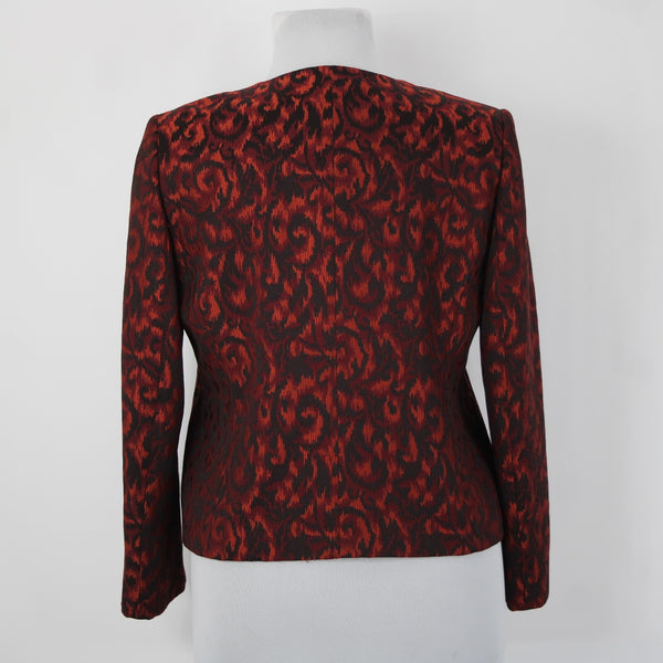 Kasper Petite Sz 14P Burgundy Orange Black Lined Polyester Rayon Wrap Sweater