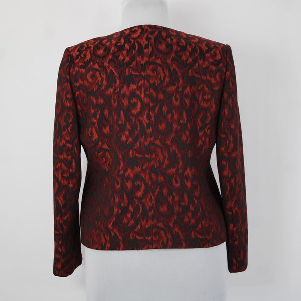 Kasper Petite Sz 14P Burgundy Orange Black Lined Polyester Rayon Wrap Sweater