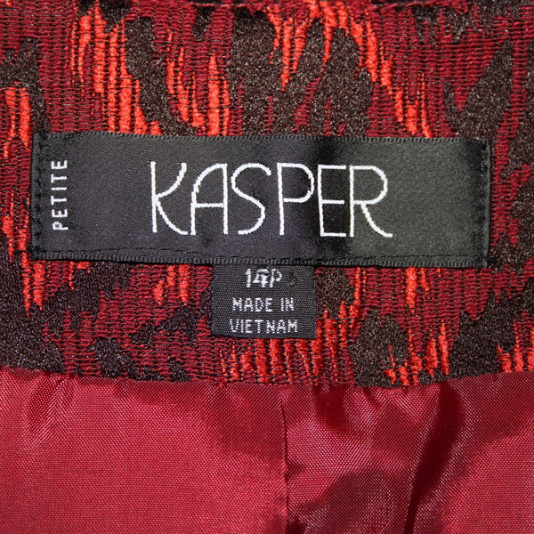 Kasper Petite Sz 14P Burgundy Orange Black Lined Polyester Rayon Wrap Sweater
