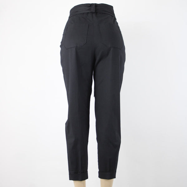 Cartonnier Sz 2 Black Cotton Spandex Blend Belted Pocket Bohemian Trouser Pants