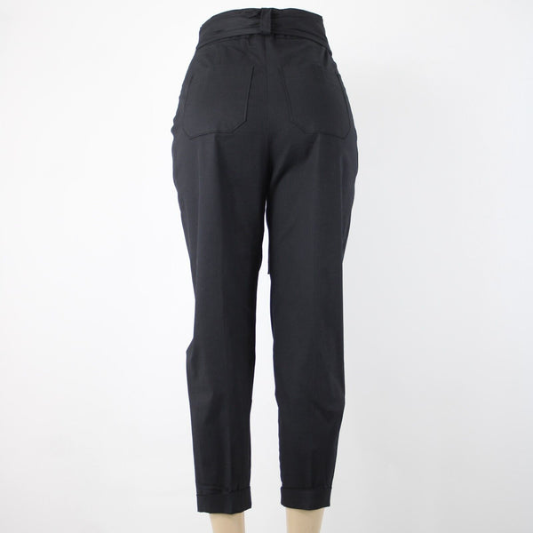 Cartonnier Sz 2 Black Cotton Spandex Blend Belted Pocket Bohemian Trouser Pants