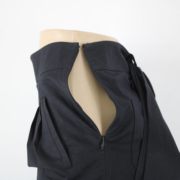 Cartonnier Sz 2 Black Cotton Spandex Blend Belted Pocket Bohemian Trouser Pants
