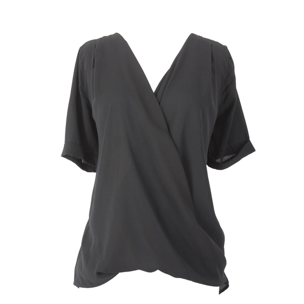 Red Dolly Top NEW $33 Sz S Black V Neck Peplum 100% Polyester Top