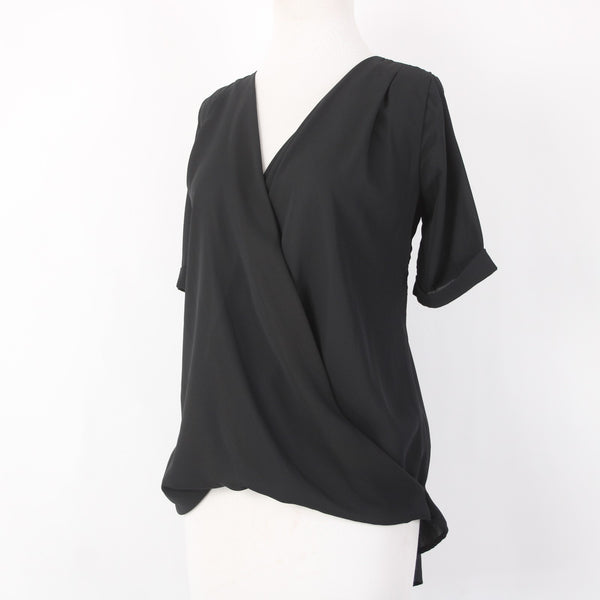 Red Dolly Top NEW $33 Sz S Black V Neck Peplum 100% Polyester Top