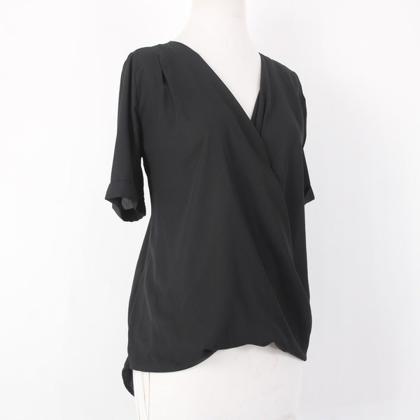 Red Dolly Top NEW $33 Sz S Black V Neck Peplum 100% Polyester Top