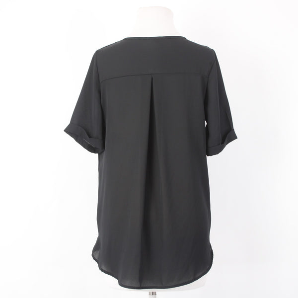 Red Dolly Top NEW $33 Sz S Black V Neck Peplum 100% Polyester Top