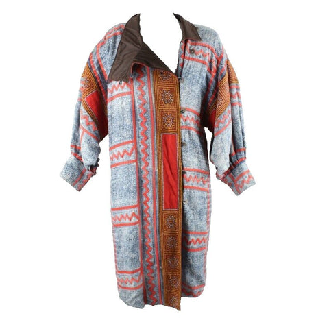 Bohemian Sz XL?  Blue Red Brown Orange Multi Coins Reversible Unisex Coat