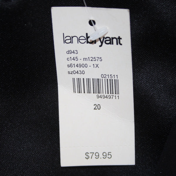 Lane Bryant Dress NEW $80 Sz 20 Black Draped Overlay Lined 100% Polyester
