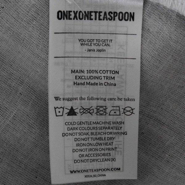 One X Oneteaspoon Sz XS Gray Lace Down Front Hi Lo Lined 100% Cotton Top