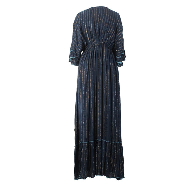 Palak Dress NEW Moda Polak Sz Free Size Navy Blue Embroid Sequin 100% Viscose