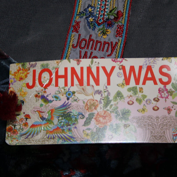 Johnny Was NEW Glen Dolman Sz S Blue Burgundy Multi Velour Rayon Silk Top