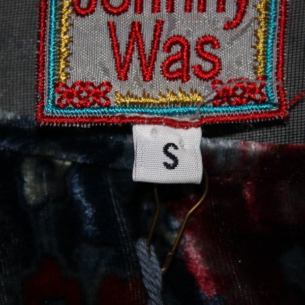 Johnny Was NEW Glen Dolman Sz S Blue Burgundy Multi Velour Rayon Silk Top