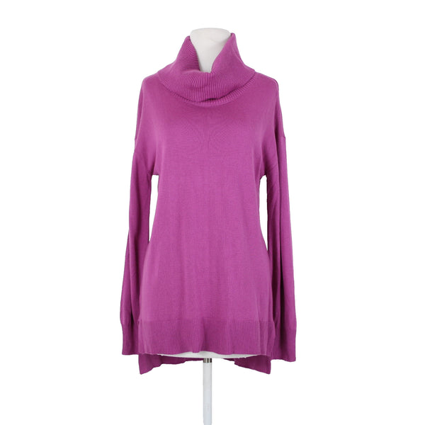 Loft Sz M Purple Fuchsia Magenta Cowl Neck Long Sleeve Hi Lo Acrylic Nylon Top