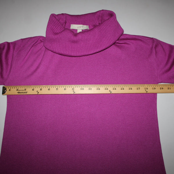 Loft Sz M Purple Fuchsia Magenta Cowl Neck Long Sleeve Hi Lo Acrylic Nylon Top