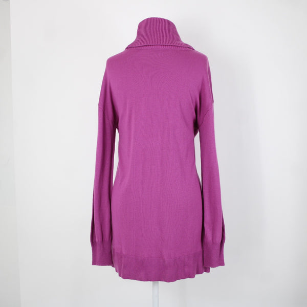 Loft Sz M Purple Fuchsia Magenta Cowl Neck Long Sleeve Hi Lo Acrylic Nylon Top