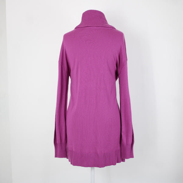 Loft Sz M Purple Fuchsia Magenta Cowl Neck Long Sleeve Hi Lo Acrylic Nylon Top