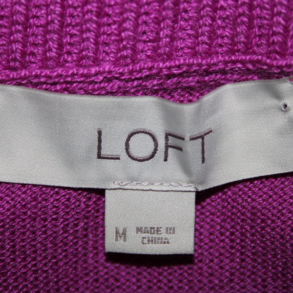 Loft Sz M Purple Fuchsia Magenta Cowl Neck Long Sleeve Hi Lo Acrylic Nylon Top