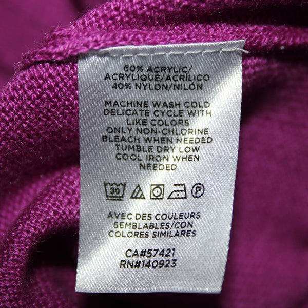 Loft Sz M Purple Fuchsia Magenta Cowl Neck Long Sleeve Hi Lo Acrylic Nylon Top