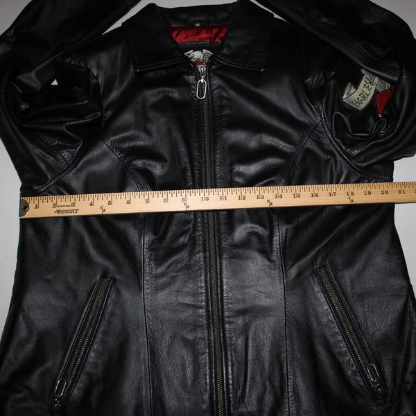 Harley Davidson Sz S Black Multi Color Rose Heart Collared Leather Poly Jacket